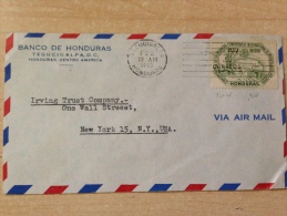Cover Tegucigalpa To USA 1952 (map Of Honduras Archeology Congress ) - Honduras