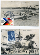 Cros De Cagnes, Cagnes Sur Mer, Jumelage, Journée Du Timbre, 2 Cartes, 1983, 1984, Clocher - Lettres & Documents