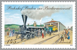 Austria - Bahnhof Baden Zur Biedermeierzeit - Steamlocomotive - Unused Stamps