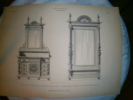 PLANCHE L ART ET L INDUSTRIE  COMMODE TOILETTE ET ARMOIRE A GLACE  ANNEE 1886 - Otros Planes