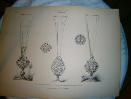 PLANCHE L ART ET L INDUSTRIE  DESSINS DE VERRES A CHAMPAGNE  ANNEE 1886 - Otros Planes