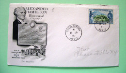 St. Christopher, Nevis & Anguilla 1957 FDC Cover To USA - Alexander Hamilton - St.Cristopher-Nevis & Anguilla (...-1980)