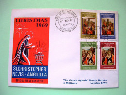 St. Christopher, Nevis & Anguilla 1969 FDC Cover To London - Christmas Paintings Adoration Of The Kings By Mostaert - St.Christopher, Nevis En Anguilla (...-1980)