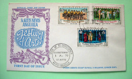 St. Christopher, Nevis & Anguilla 1970 FDC Cover To London - Festival Of Arts - Music Drums Guitar Theater - St.Cristopher-Nevis & Anguilla (...-1980)