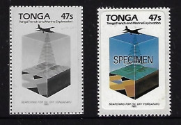 Monochrome Proof Tonga Oil Survey Petrol Petroleum Map Energy Power Geology Ocean Floor Plane - Aardolie