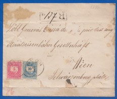 Ungarn; Briefstück Mit 5 + 10 Kr; 1886 Einschreiben; Recommande; Registered Von Gyor Nach Wien - Storia Postale