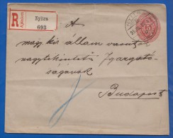 Ungarn; Ganzsache Mit 5 Kr; 1895 Einschreiben / Recommande / Registered  Von Nyitra Slowakei Nach Budapest - Ganzsachen