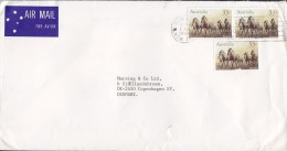 Australia Airmail Par Avion Label PYMBLE (NSW) 1986 Cover To Denmark 3x Horse Pferd Cheval Stamps - Briefe U. Dokumente