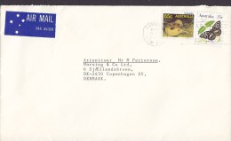 Australia Airmail Par Avion Label PYMBLE (NSW) 1987 Cover To Denmark Schmetterling Butterfly Papillon & Stingaree Fish - Cartas & Documentos