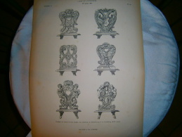 PLANCHE L ART ET L INDUSTRIE  DOSSIERS DE CHAISES EN BOIS SCULPTE  ANNEE 1882 - Other Plans