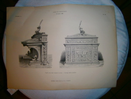 PLANCHE L ART ET L INDUSTRIE  PUPITRE AVEC RICHE SCLUPTURE EN BOIS  ANNEE 1886 - Otros Planes