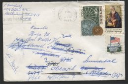 COVER FROM THE USA SENT TO OBERWIL SWITZERLAND - RESENT AT LEAST 7 TIMES! - Brieven En Documenten