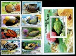 (001+02) Congo / Zaire  Fish / Poissons / Fische / Vissen  ** / Mnh  Michel 664-71 + BL 38 - Autres & Non Classés