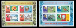 (013-14) Congo / Zaire  	River Expedition Sheets / Bf / Blocs / Animals / Birds / Tourism  ** / Mnh  Michel BL 23-24 - Autres & Non Classés