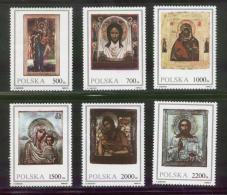 POLAND 1991 ICONS FROM THE MUSEUM ZIEMI LUBSKIEJ SET OF 6 NHM Madonnas Paintings Art Religion - Quadri