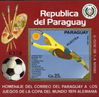 Fußball WM 1974 Paraguay Block 216 AD UPU - Muster ** 40€ Torwart Overprint Muestra Keeper Bloc Soccer Sheet Bf America - 1974 – Westdeutschland