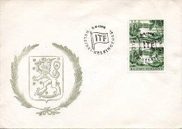 FINLANDE. N°508 X2 Sur Enveloppe Commémorative De 1962. Lac. - Lettres & Documents