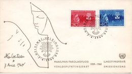FINLANDE. N°493-4 Sur Enveloppe 1er Jour (FDC) De 1960. Année Mondiale Du Réfugié. - Refugees