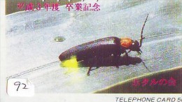 Télécarte JAPON * TELEFONKARTE JAPAN (92) INSECTE * Scarabée * BEETLE INSECT Phonecard * KEVER * - Otros & Sin Clasificación