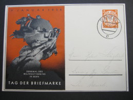 DANZIG, 1938, Tag Der Briefmarke , Privatganzsache, Rs. Klebespuren - Ganzsachen