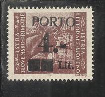 ISTRIA E LITORALE SLOVENO 1945 SEGNATASSE SOPRASTAMPATO OVERPRINTED PORTO LIRE 4 TASSELLO II MNH - Jugoslawische Bes.: Slowenische Küste