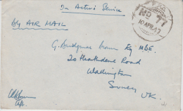 Japan 10 APR 1947  Indian FPO NO 77 Cover To UK From  Sea Plane Base 15 Miles From Tokushima # 22444d Inde Indien India - Lettres & Documents