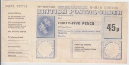 British Postal Order 45p Stamped Postal Stationery, Great Britain, England, United Kingdom, - Entiers Postaux
