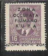 OCCUPAZIONI ITALIANE ITALY ITALIA ZONA FIUMANO KUPA 1941 SOPRASTAMPATO OVERPRINTED 16 D MNH - Fiume & Kupa