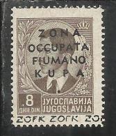 OCCUPAZIONI ITALIANE ITALY ITALIA ZONA FIUMANO KUPA 1941 SOPRASTAMPATO OVERPRINTED 8 D MNH - Fiume & Kupa