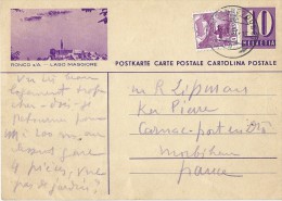 Cp  Entier Postal  Et Timbre Suisse , Cachet LAUSANNE ,  RONCO S/A LAGO MAGGIORE ( Colorisée Violette ) - Ronco Sopra Ascona