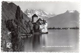 CP, SUISSE, VEYTAUX, Château De Chillon Et Les Dents Du Midi, Voyagé En 1937 - Veytaux