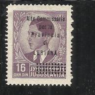 LUBIANA 1941 ALTO COMMISSARIATO 16d MNH - Ljubljana