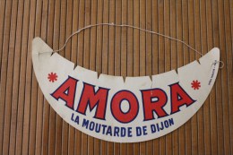 Visière Casquette Publicitaire Carton (avec Petit élastique)Vintage AMORA La Moutarde De Dijon Publicité Réclame - Baseball-Caps