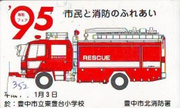 Télécarte JAPON * Pompiers Feuerwehr (352) PHONECARD JAPAN * Fire Brigade  Brandweer Brigada De Fuego Vigili Del Fuoco - Pompieri