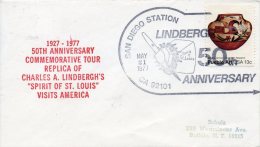 USA 1977 COVER - 50th Anniversary Tour Replica Of Lindbergh´s Spirit Of St Louis - Brieven En Documenten