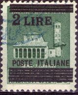 VARIETA LUOGOTENENZA 1945 - COLORE VERDE ESTESO SUI BORDI LATERALI + SOPRASTAMPA SPOSTATA IN ALTO E A DESTRA - Afgestempeld