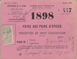 Foire Aux Pains D´épices Paris 1898 - Briefe U. Dokumente