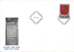 FINLANDE. N°708 Sur Enveloppe 1er Jour (FDC) De 1974. Armoiries Nationales - Enveloppes