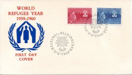 FINLANDE. N°493-4 Sur Enveloppe 1er Jour (FDC) De 1960. Année Mondiale Du Réfugié. - Réfugiés