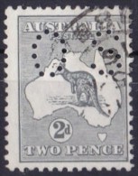 Australia 1915 Kangaroo 2d Grey 2nd Wmk Perf OS Used - Usados