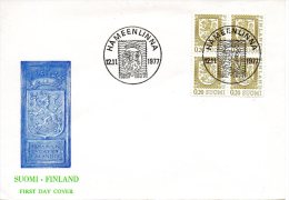 FINLANDE. N°771 X4 Sur Enveloppe 1er Jour (FDC) De 1977. Armoiries Nationales. - Covers