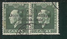 OCCUPAZIONE ITALIANA CEFALONIA E ITACA KEFALONIA ITHACA 1941 KING GEORGE II RE GIORGIO ARGOSTOLI 1 + 1 D USED SIGNED - Cefalonia & Itaca