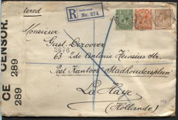 WW1 - ½p+2p+5p Canc. WIMBLEDON On Registered Cover To Netherlands La Haye 22/9/1915 + British Censor (397) - Unclassified