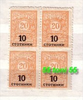 BULGARIA / Bulgarien 1924 ERROR Mi/Nr.179 B – MNH  Block Of Four  In-between Imperforate - Abarten Und Kuriositäten