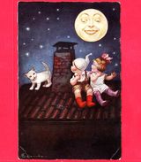 ITALIA - Cartolina Viaggiata  X Albissola - Affrancata - Illustrata Da  E. Colombo - Bambini Sul Tetto - Gatto - Luna - Colombo, E.