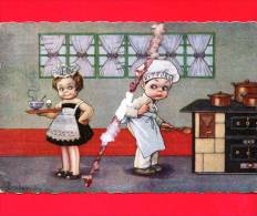 ITALIA - CARTOLINA - Viaggiata X Ponte Tresa - 1932  - Illustrata Da  E. Colombo - Bambina E Vittorio - Cucina - Colombo, E.