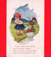 ITALIA - 1934 - CARTOLINA - Viaggiata  - Affrancata - Illustrata Da  Castelli - Bambini - Come L'acqua Del Ruscello... - Castelli