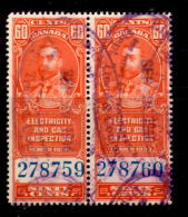 Canada 1930 60 Cent Light And Gas Inspection Issue #feg2   Pair - Fiscale Zegels