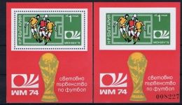 Bulgaria: Mi Block 47 A + B, MNH, 1974 Football - Blocks & Kleinbögen