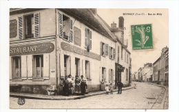 91 MENNECY RUE DE MILLY CAFE RESTAURANT PELLETIER  ANIMEE  TRES BON ETAT VOIR LES 2 SCANS - Mennecy